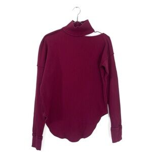 We The Free Pink Just For You Cutout Thermal Mock Neck Long SleeveTop Size S